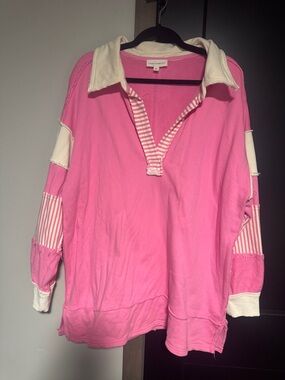 Lovely Melody Pink Pullover with Cream Collar